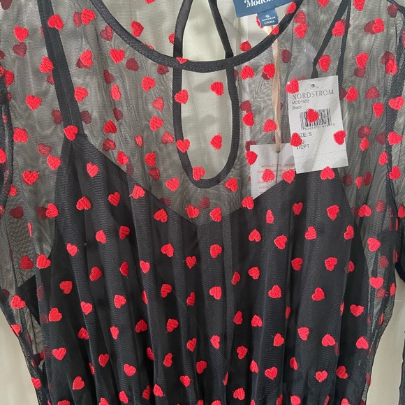 NWT ModCloth from Nordstrom Black & Red Heart Dress Size Small - Picture 5 of 13